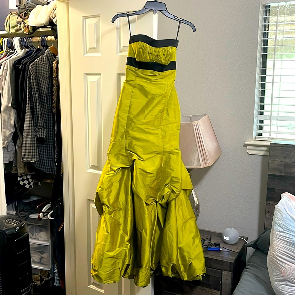 Victorian style olive green and black dress, perfect for prom or events